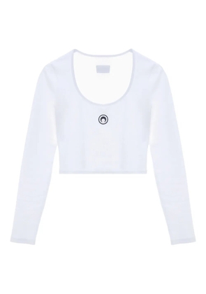 Marine Serre logo-embroidered round-neck top - White