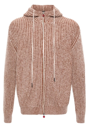 Kiton ribbed-knit hooded cardigan - Orange