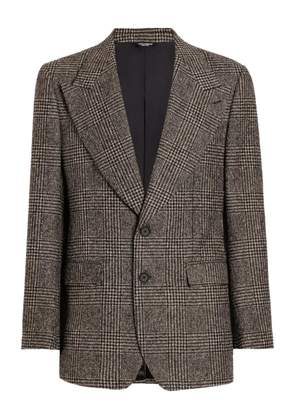 Dolce & Gabbana check-pattern buttoned-up blazer - Brown