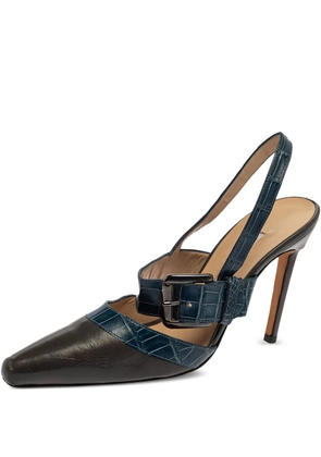 Manolo Blahnik 95mm pointed-toe buckled slingback pumps - Blue