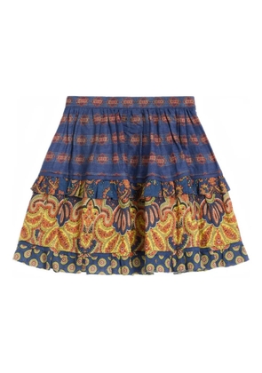 Valentino Garavani mini Medaglioni Voyage Imaginaire linen skirt - Blue