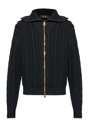 Versace zip-up cable-knit cardigan - Black