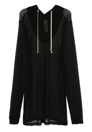 Rick Owens semi-sheer hoodie - Black