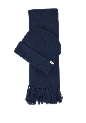 Sun68 micro-ribbed beanie scarf and set - Blue