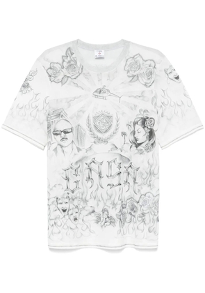 Casablanca tattoo-print mesh T-shirt - Grey