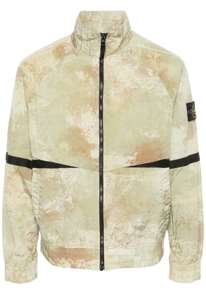 Stone Island Compass-badge abstract-print jacket - Neutrals