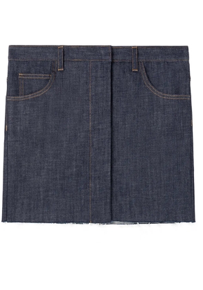 AZ FACTORY x Lutz Huelle Boule raw-cut edge denim skirt - Blue