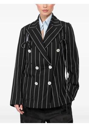 Setchu pinstriped double-breasted jacket - Black