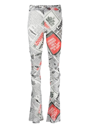 Charles Jeffrey Loverboy newspaper-print skinny trousers - Black