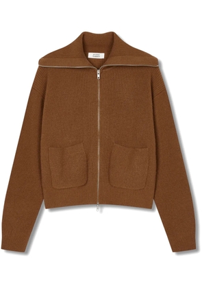 TOMBOY oversize-collar zip-front cardigan - Brown