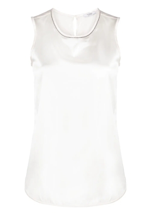 Peserico bead-embellished silk satin sleeveless top - Neutrals