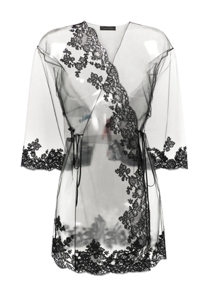 Carine Gilson lace-detail tulle robe - Black