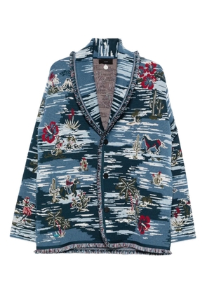Alanui fringed patterned cardigan - Blue