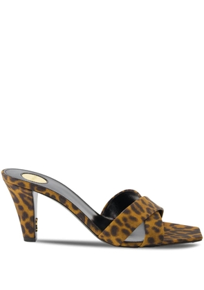 Saint Laurent 75mm leopard-print sandals - Brown