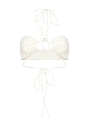 Magda Butrym pearl-detail bandeau bikini top - White