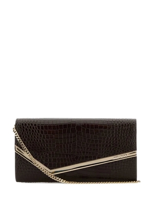 Jimmy Choo Emmie crocodile-effect chain clutch bag - Brown