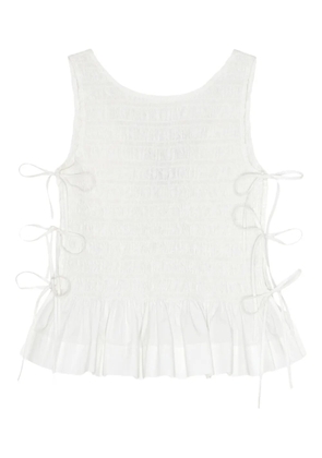 GANNI chambray seersucker top - White