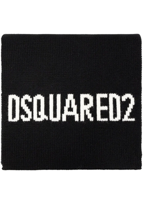 DSQUARED2 logo intarsia-knit wool scarf - Black