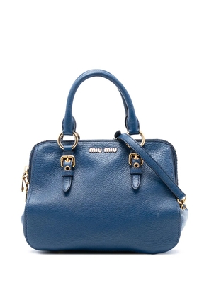Miu Miu Pre-Owned 2010-2025 Goatskin Madras Bowler Bag satchel - Blue