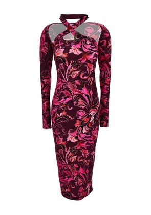 Versace Jeans Couture floral-print cut-out midi dress - Pink
