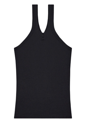 Courrèges logo-embroidered ribbed tank top - Black