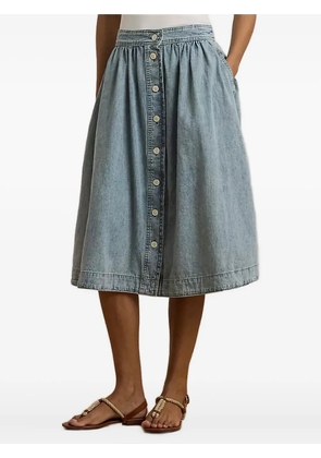 Lauren Ralph Lauren button-front gathered midi skirt - Blue