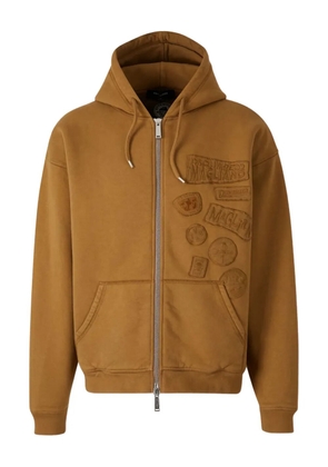 DSQUARED2 logo-patch zip-up hoodie - Brown