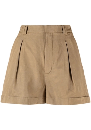 Saint Laurent pleat-detail casual shorts - Green