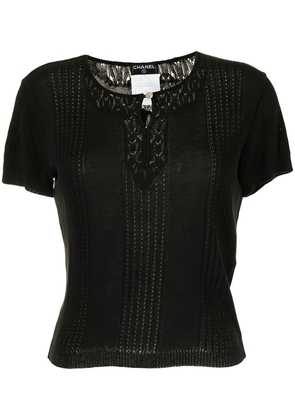 CHANEL Pre-Owned 2002 cut-out detailing knitted blouse - Black