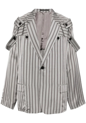 Yohji Yamamoto epaulette-detail pinstripe blazer - Grey