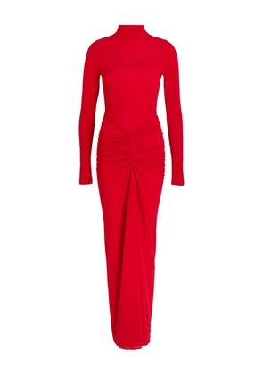Ronny Kobo Scorpio ruched turtleneck maxi dress - Red