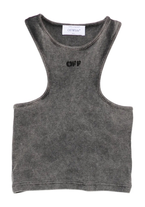 Off-White logo-embroidered crop top - Grey