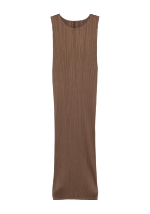Pleats Please Issey Miyake pleated midi dress - Brown