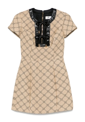 Elisabetta Franchi monogram-jacquard dress - Neutrals