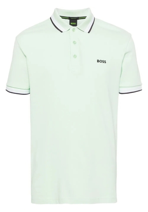 BOSS logo-embroidered cotton polo shirt - Green