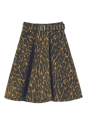 GANNI animal-print midi skirt - Black
