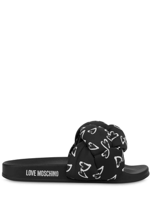 Love Moschino heart-print slides - Black