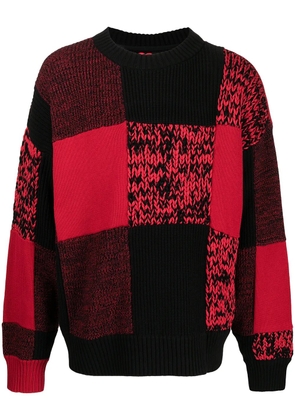 sacai checked round-neck jumper - Red