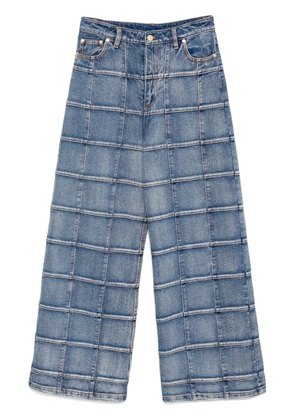 Cynthia Rowley windowpane wide-leg jeans - Blue