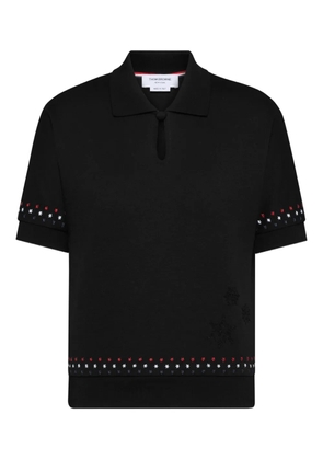 Thom Browne snowflake-embroidery polo top - Black