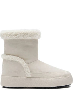 Moon Boot shearling-trimmed suede boots - White