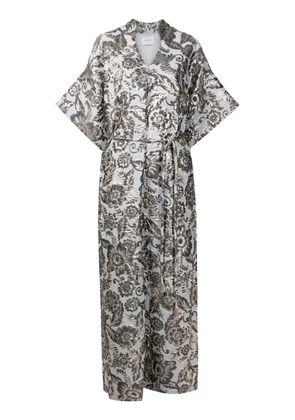 Olympiah floral-embroidery floor-length dress - Metallic