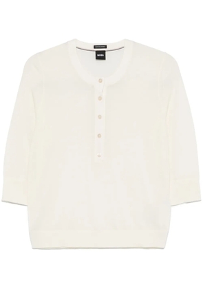 BOSS Henley-neck sweater - White