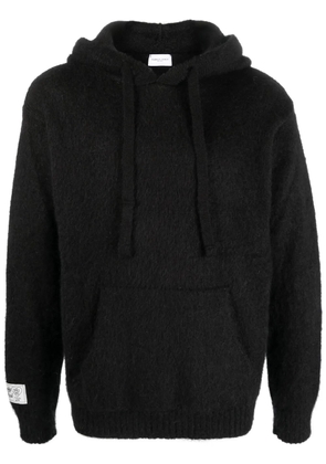 Family First logo-patch knitted hoodie - Black