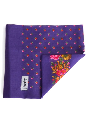 Saint Laurent Pre-Owned 1970s printed cotton scarf - Purple