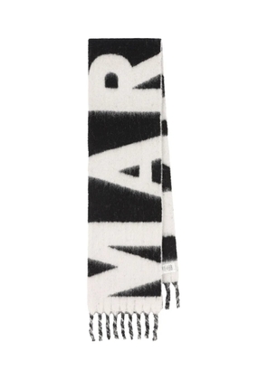 ISABEL MARANT logo-intarsia fringed scarf - Black