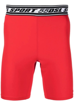 Diesel logo-waistband cycling shorts - Red