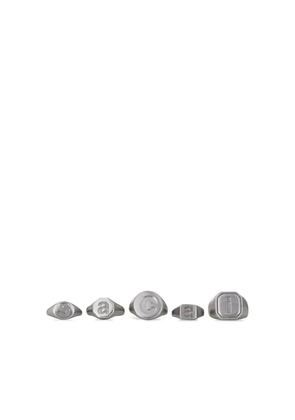sacai debossed-letter adjustable ring set (set of five) - Grey
