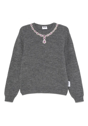 Moschino jewel-embellished ribbed sweater - Grey