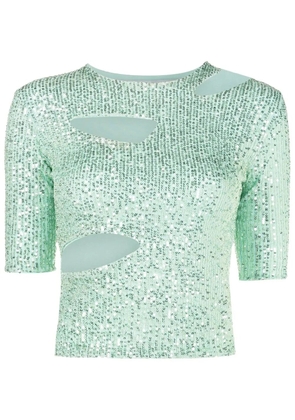 Gloria Coelho sequin-embellished cut-out top - Green